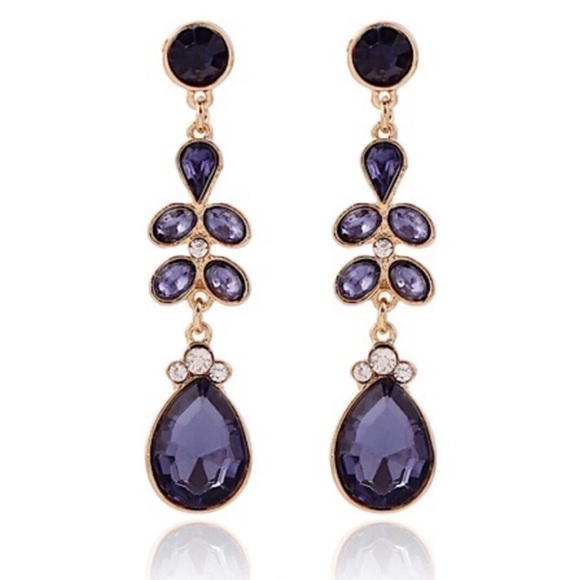 LONG SAPPHIRE STATEMENT EARRINGS #125 - Picture 1 of 1